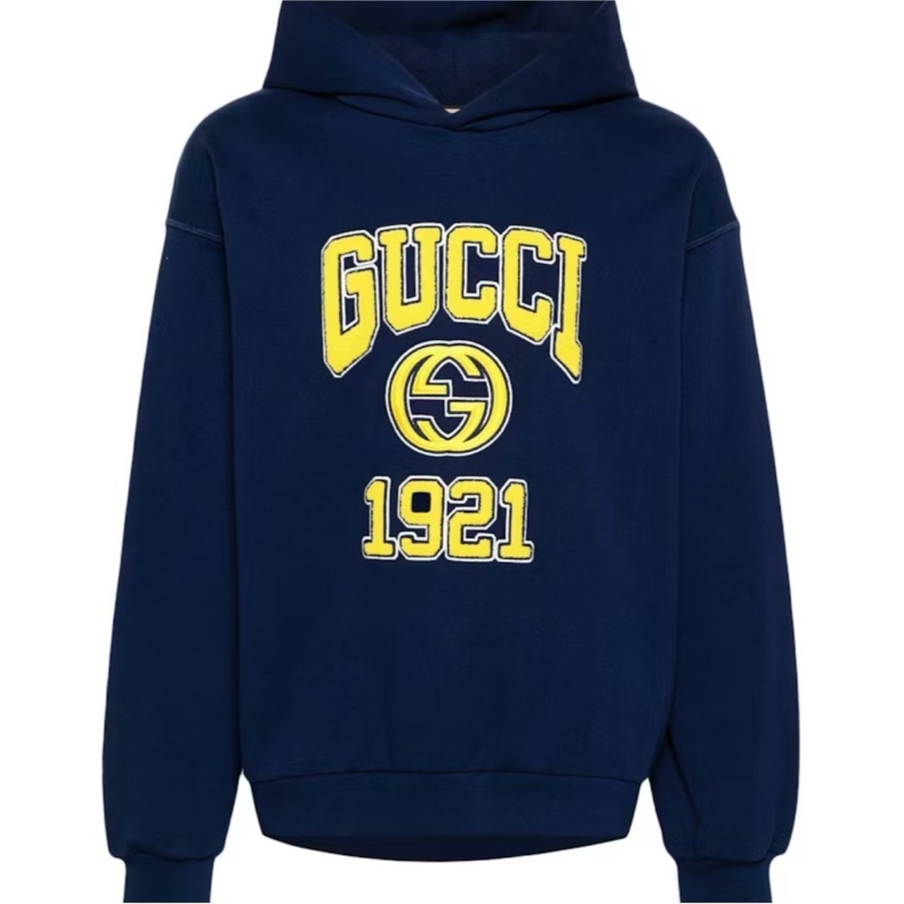 Gucci embroidered logo jersey cotton hoodie, size XXL made in Italy NWT